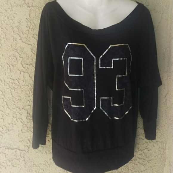 julia Tops - Off the shoulder black with purple "93 top blouse